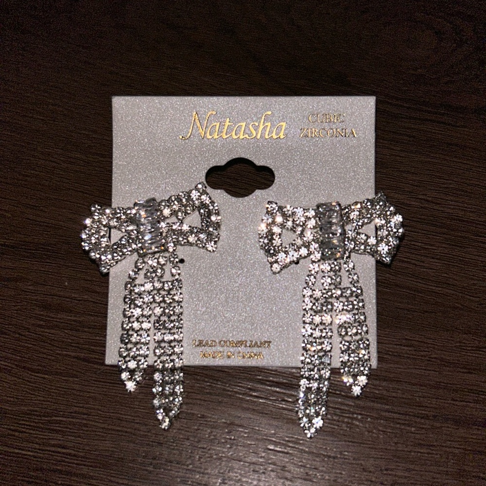 COPY - Petty cubic zirconia bow earrings. High sparkle!!